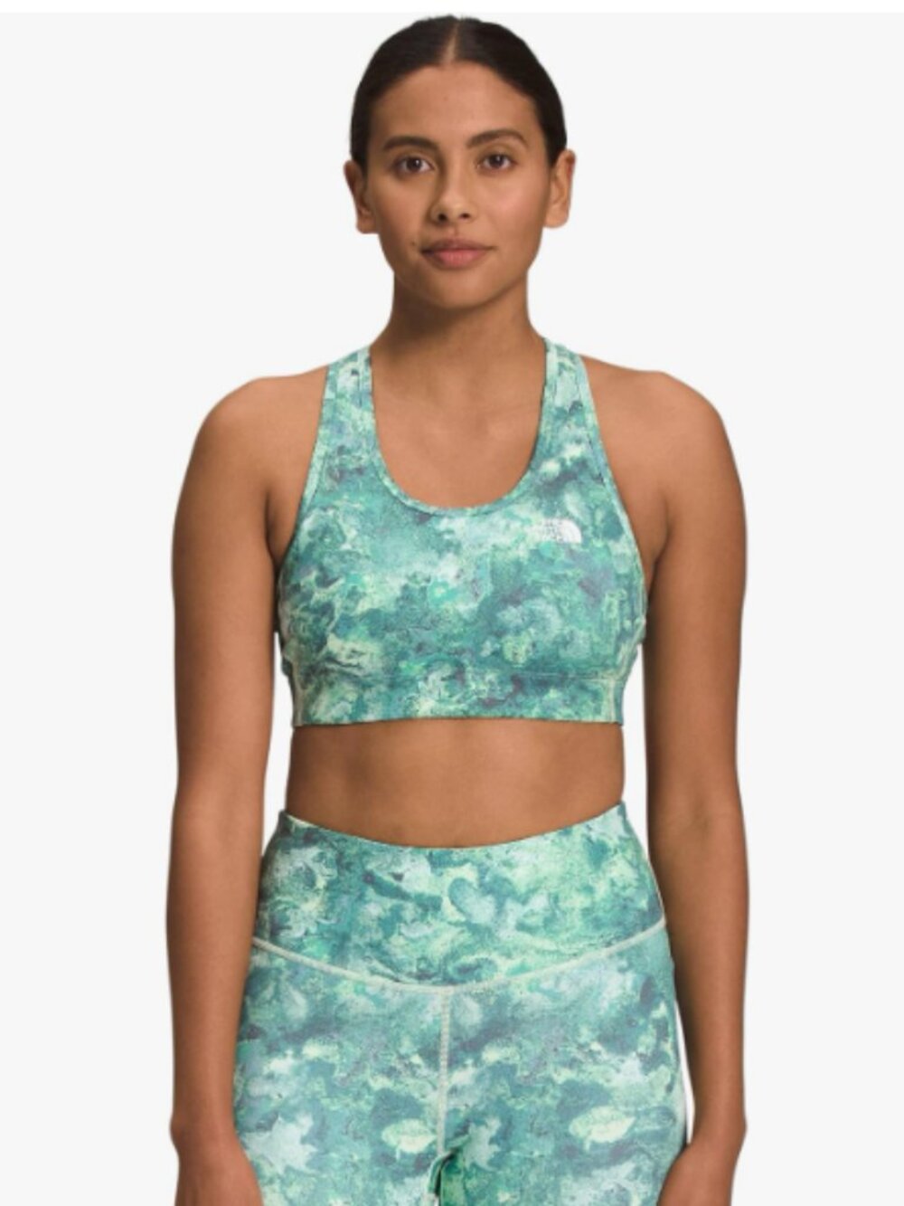 THE NORTH FACE Women's Elevation Bra, Lime Cream Grit Texture Print XXL